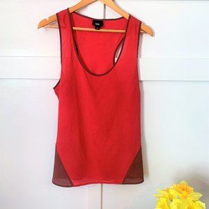 Red colorblock silk racerback